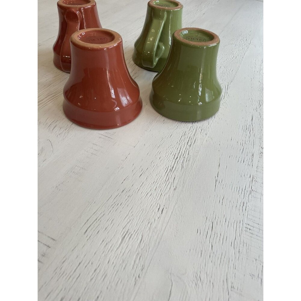 Set 4 Vietri Mugs Brown & Green Cucina Fresca Italy Red ware - Picture 3 of 7